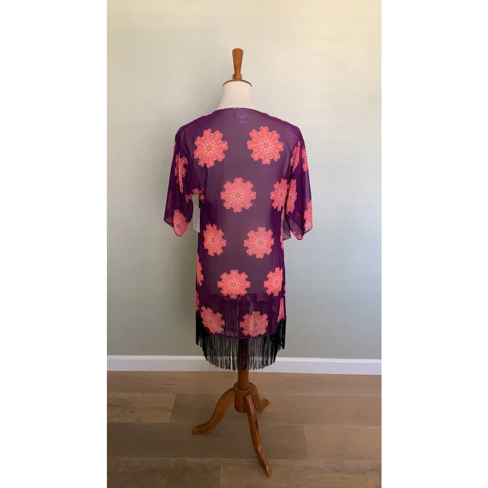 NWT Lularoe Monroe Floral Purple Pink S Boho Chic - Picture 3 of 5